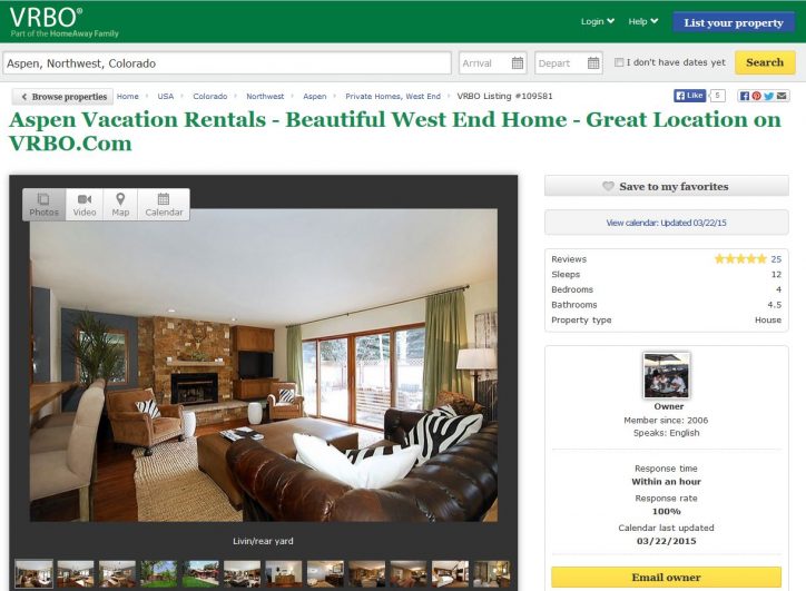 vrbo aspen vacation rental